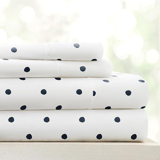 Linen Market 3 Piece Twin Bedding Sheet Set (Navy Blue Dots) - Sleep Better Than Ever with These Ultra-Soft & Cooling Bed Sheets for Your Twin Size Bed - Deep Pocket Fits 16" Mattress - LeafyLoom