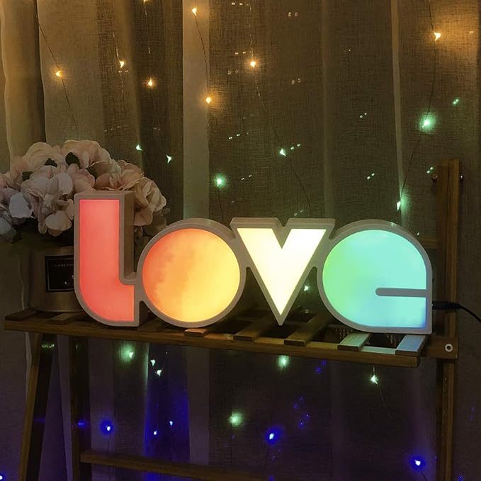 GUOCHENG LED Love Sign Lights - Love Marquee Signs Lamp Battery&USB Power Love Letters Decoration for Home Children Kids Bedroom Nursery,Valentine's Day Gifts(RGB) - LeafyLoom