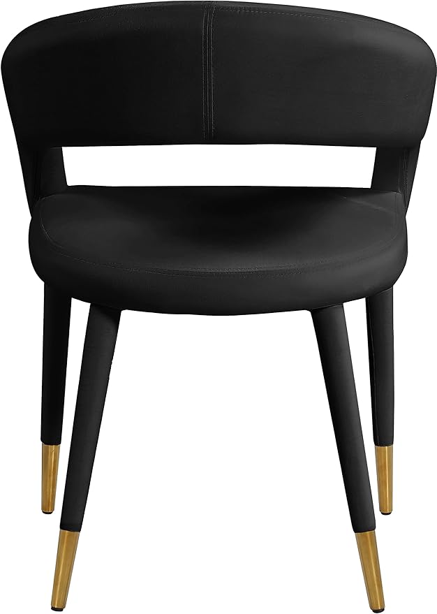 Meridian Furniture Destiny Collection Modern | Contemporary Velvet Upholstered Rounded Back Dining Chair, 23" W x 23" D x 31.5" H, Black - LeafyLoom