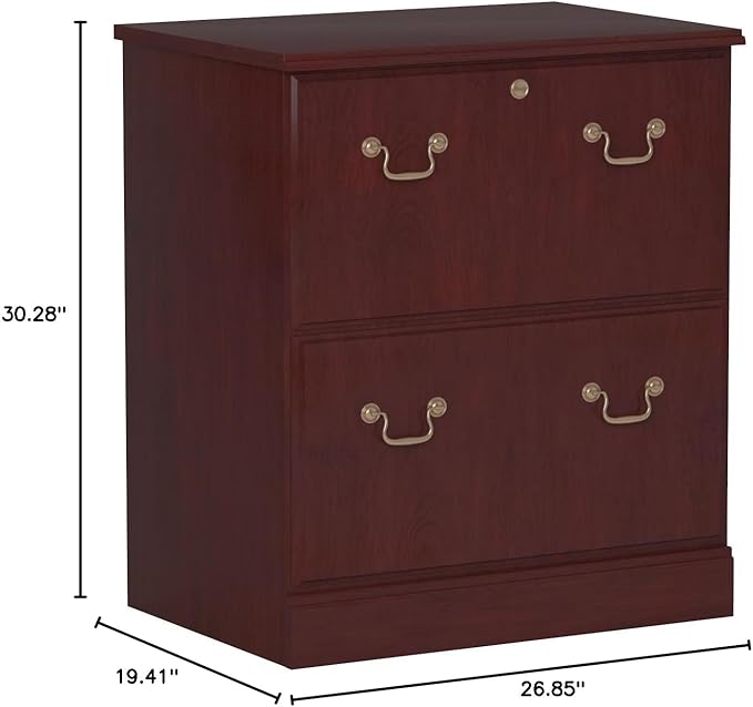 Bush Saratoga Lateral File Cabinet, Harvest Cherry (EX45654-03) - LeafyLoom