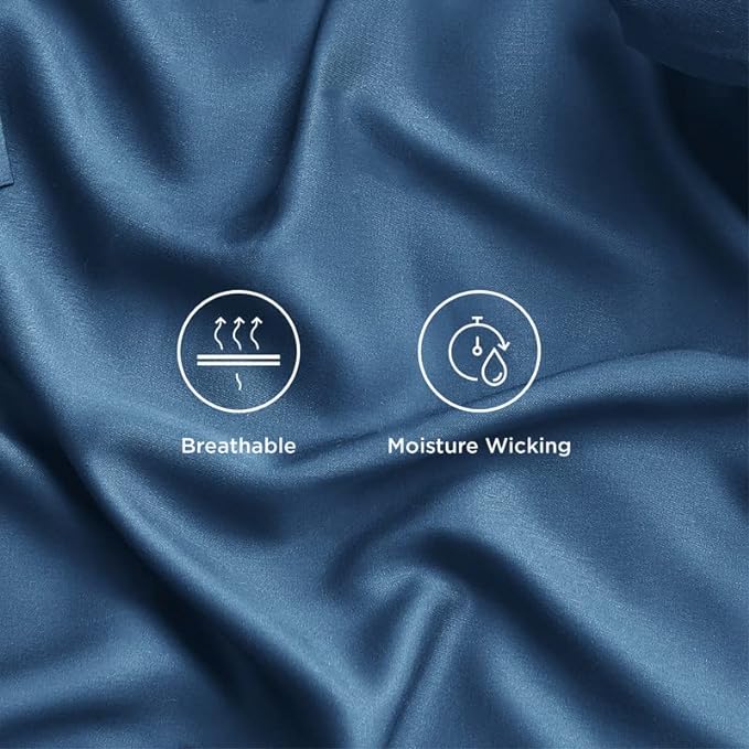 Bedsure Full Size Sheets, Cooling Sheets Full, Rayon Derived from Bamboo, Deep Pocket Up to 16", Breathable & Soft Bed Sheets, Hotel Luxury Silky Bedding Sheets & Pillowcases, Peacock Blue - LeafyLoom