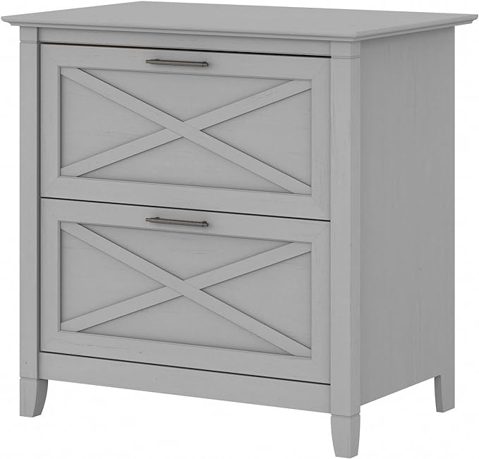 Bush Furniture Key West 2 Drawer Lateral File Cabinet in Cape Cod Gray | Document Storage for Home Office | Accent Chest with Drawers - LeafyLoom