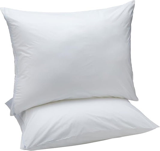 Amazon Basics Down Alternative Bed Pillows and Pillow Protector Case 2-Piece Set, 26 in x 20 in, Soft Density, Standard - Pack of 2, White - LeafyLoom