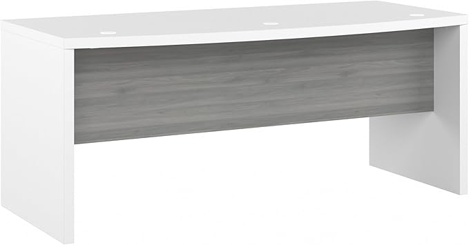 Bush Business Furniture Echo Bow Front Desk, 72W, Pure White and Shiplap Gray - LeafyLoom