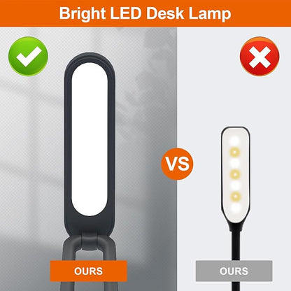 LED Desk Lamp for Office Home & Battery Operated Lamp Rechargeable Lamp Foldable & Portable Light, LED Desk Light Strip, 3 Brightness Dimmable Small Desk Lamp Wireless Reading Lamp (Black) - LeafyLoom