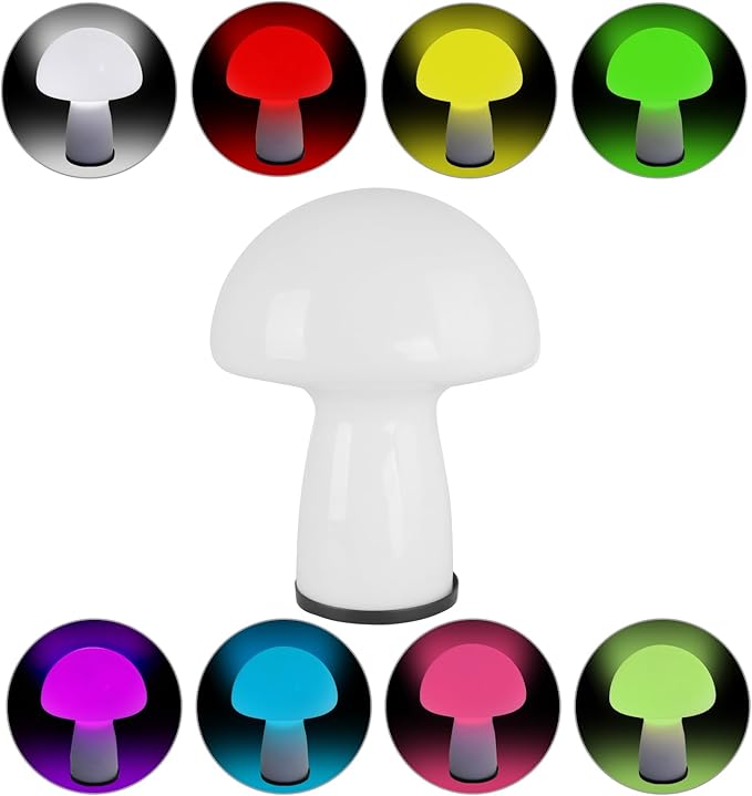 Milk White Mushroom lamp, Murano style retro design,Glass desk lamp with RGB 16 Color gradient dimmable LED bulbs, bedroom bedside bedside lamp, perfect home decoration.(LED Bulb Included) - LeafyLoom