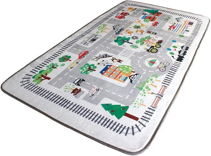 Kids Rug Play Mat, City Life Great for Playing with Cars for Bedroom Playroom,Soft Carpet (2.6'x5') - LeafyLoom