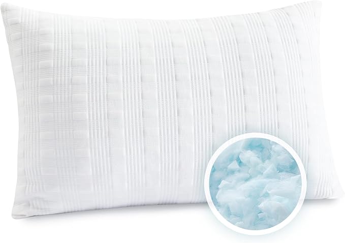 Cooling Pillows for Sleeping Standard Size,Shredded Memory Foam Bed Pillow with Double Sided Material Pillow Case,Adjustable Loft-Slow Rebound Standard Pillow for Side & Back Sleeper - LeafyLoom