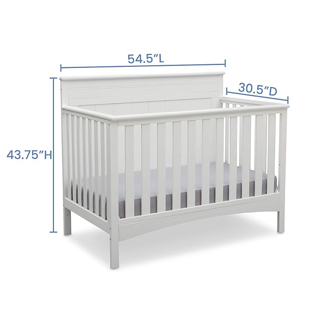 Delta Children Fancy 4-in-1 Convertible Baby Crib - Greenguard Gold Certified, Bianca White - LeafyLoom