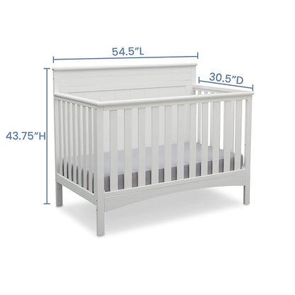 Delta Children Fancy 4-in-1 Crib, Bianca + Serta Perfect Slumber Dual Sided Recycled Fiber Core Crib and Toddler Mattress (Bundle) - LeafyLoom