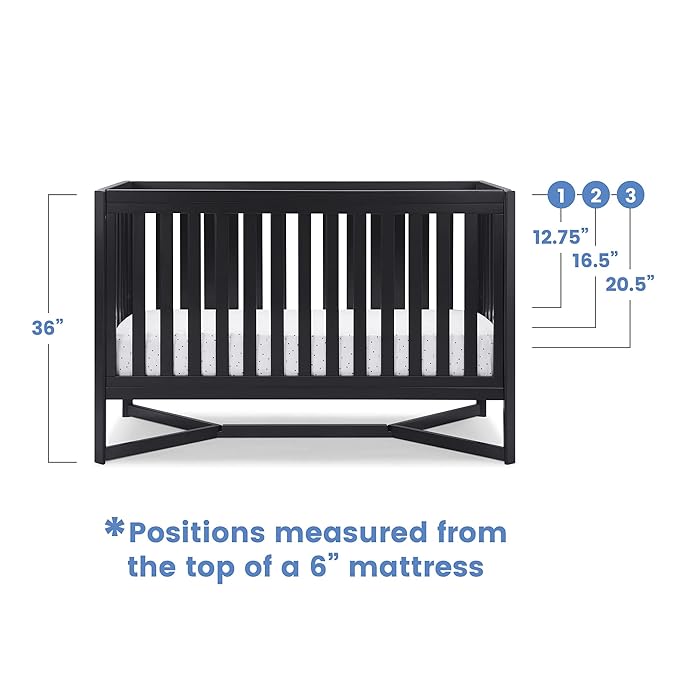 Delta Children Tribeca 4-in-1 Baby Convertible Crib, Midnight Grey - LeafyLoom