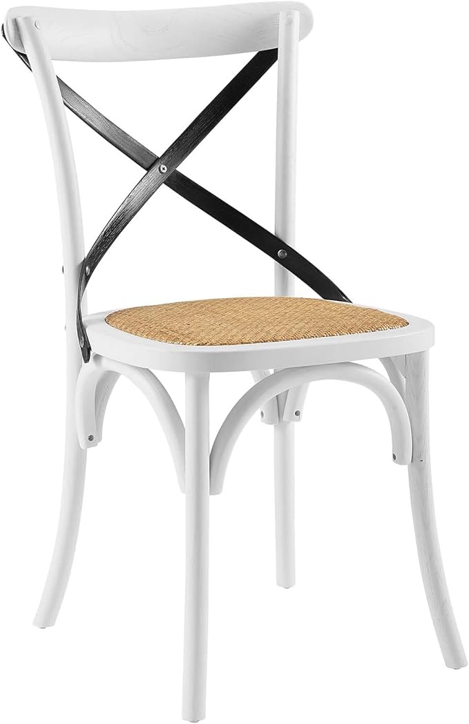 Modway Gear Side, Dining Chair, White Black - LeafyLoom