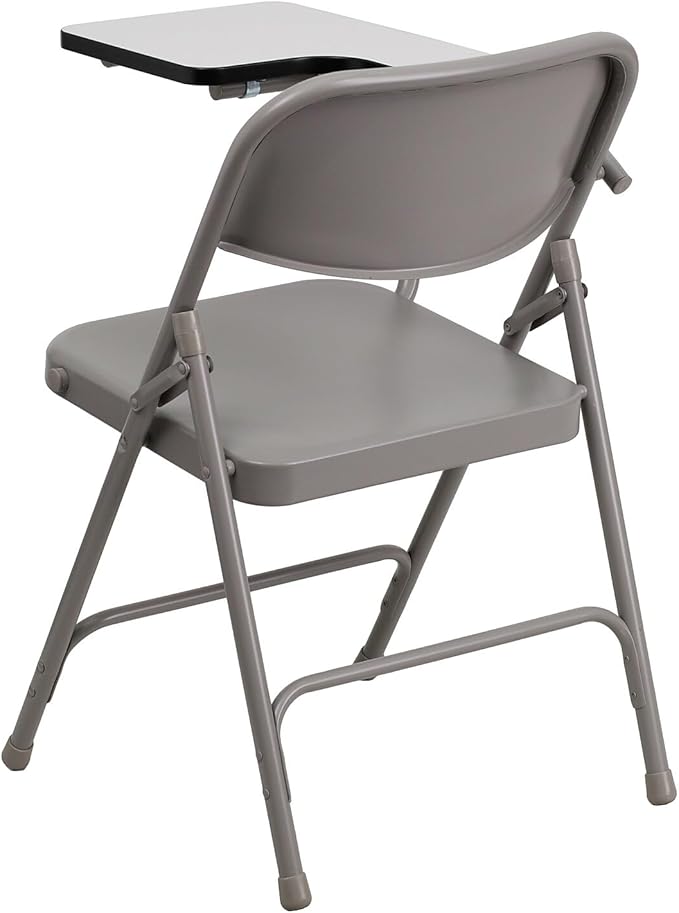 Flash Furniture Rutherford Steel Folding Chair with Right Handed Tablet Arm, Commercial Foldable Conference Room Tablet Arm Chair, Set of 2, Gray - LeafyLoom