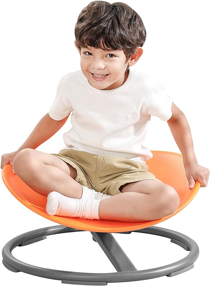 Sensory Spinning Chair for Autism Kids Sit and Spin Chair for Kids ADHD Chair Training Body Coordination Kids Swivel Chair Autism Sensory Products (Orange) - LeafyLoom