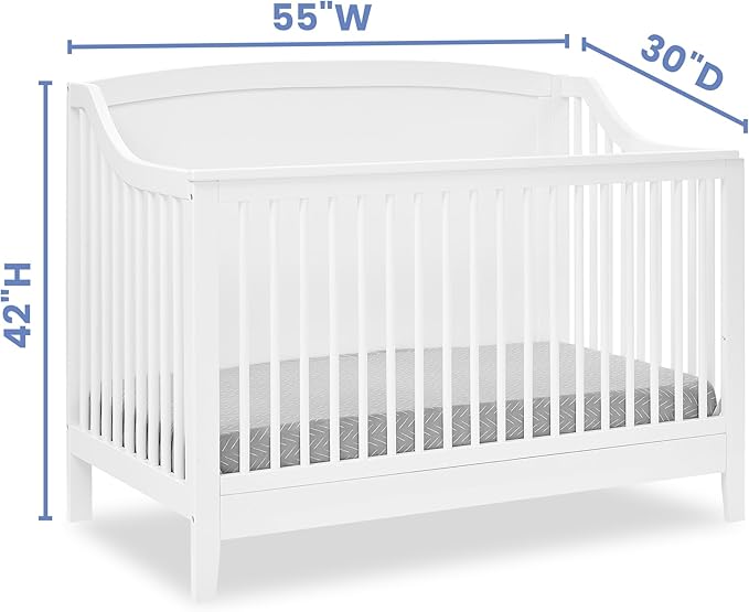 Delta Children Campbell 6-in-1 Convertible Crib - Greenguard Gold Certified, Bianca White - LeafyLoom