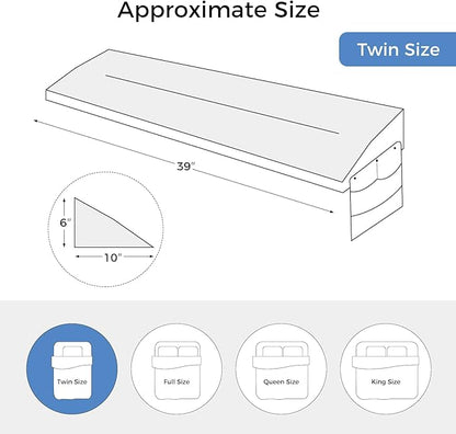 TINA'S HOME Bed Wedge Pillow for Headboard - Adjustable Mattress Gap Filler (0-8"), Headboard Pillow Bed Gap Filler Twin (39"x10"x6") - LeafyLoom