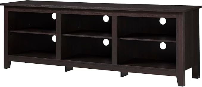 Walker Edison Wren Classic 6 Cubby TV Stand for TVs up to 80 Inches, 70 Inch, Espresso - LeafyLoom