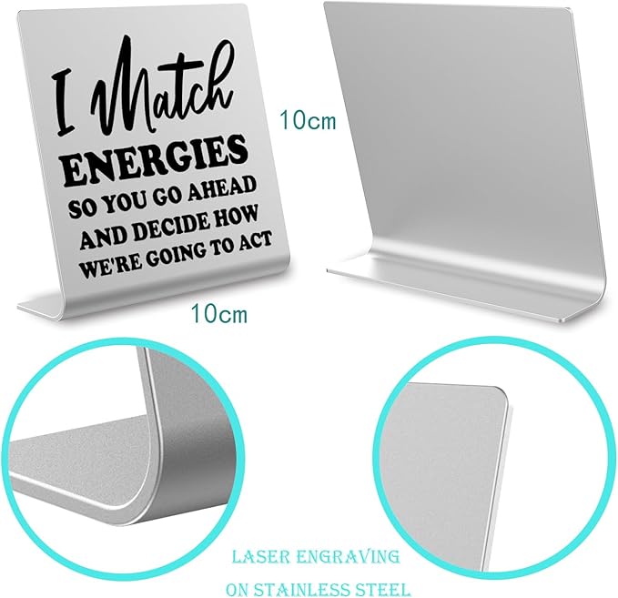 I Match Energies Office desk sign Appreciation Gifts for Leader Boss Mentor Teacher Boss Humor Leaving Card for Work Friend Farewell Gifts for Coworkers bookshelf Decor Desk Accessories DKG28 - LeafyLoom