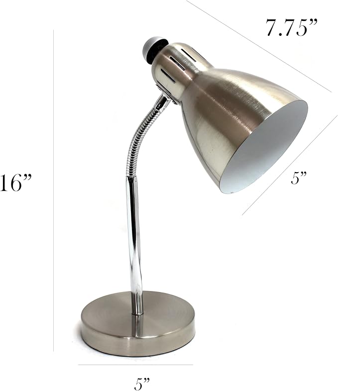 Simple Designs LD1037-BSN Semi Flexible Desk Lamp, Brushed Nickel - LeafyLoom