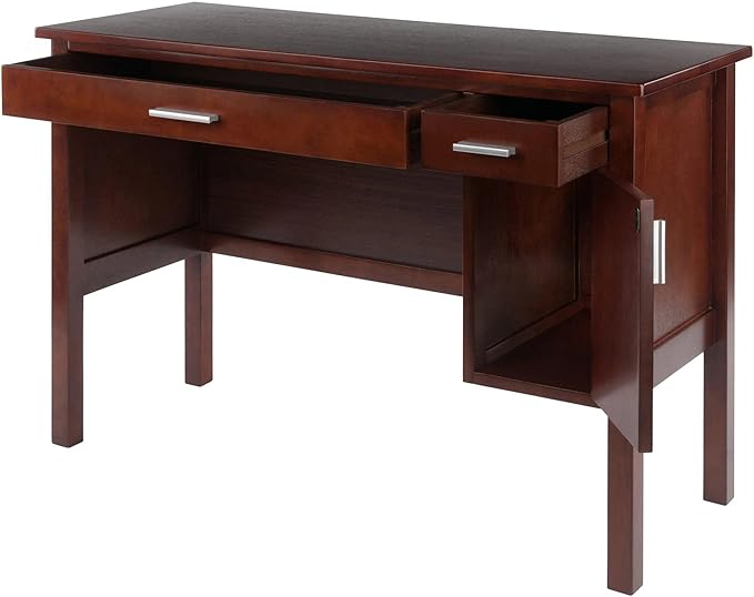 Winsome Wood Emmett Writing Desk, Walnut - LeafyLoom