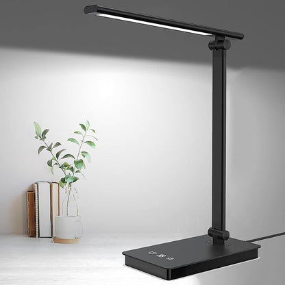 LED Desk Lamp for Home Office, Desk light Dimmable Eye-caring Reading with 5 Lighting & 5 Brightness Level, Table Light Touch Control Foldable Table Lamp for Bedside Office Study Reading Work - LeafyLoom