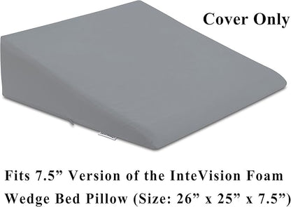 InteVision 400 Thread Count, 100% Egyptian Cotton Pillowcase. Designed to Fit The 7.5" version of The Foam Wedge Bed Pillow (26" x 25" x 7.5") (Gray) - LeafyLoom