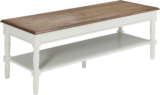 Convenience Concepts French Country Coffee Table with Shelf, Driftwood/White - LeafyLoom