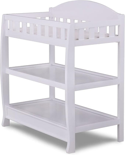 Delta Children Heartland 4-in-1 Convertible Crib Infant Changing Table with Pad + Serta Perfect Start Crib Mattress, Bianca White - LeafyLoom