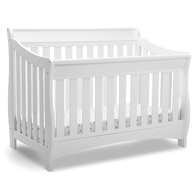 Delta Children Bentley S Series 4-in-1 Convertible Baby Crib, White - LeafyLoom