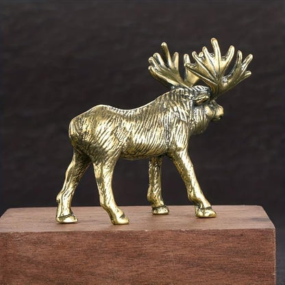 Vintage Solid Brass Elk Figurine - Festive Desk Decor for Collectors - Perfect Holiday Accent(Elk) - LeafyLoom