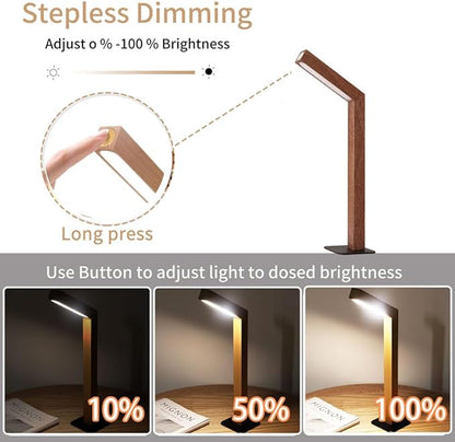 LANDGOO LED Desk Lamp for Home Office,Desk Light Touch Control Foldable Dimmable Lamp Wall Lamp Wooden Night Light (Sapele Wood) - LeafyLoom