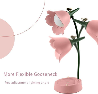 Himmel Flower Desk Lamp, Dimmable LED Kid Desk Lamp with 3 Colour Temperatures, Cordless Rechargeable Desk Lamp with Touch Sensor and Flexible Arm, USB Bedside Lamp for Reading, Learning - LeafyLoom