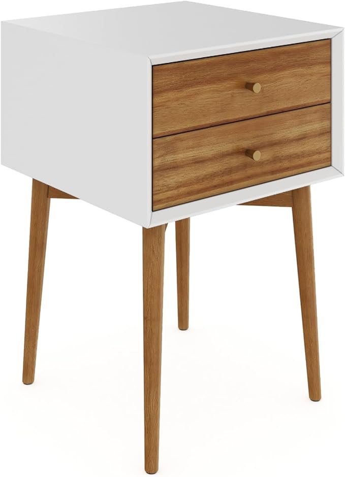 Nathan James Harper Modern Nightstand Side Accent or End Table with Storage Drawer, 1, White/Brown - LeafyLoom