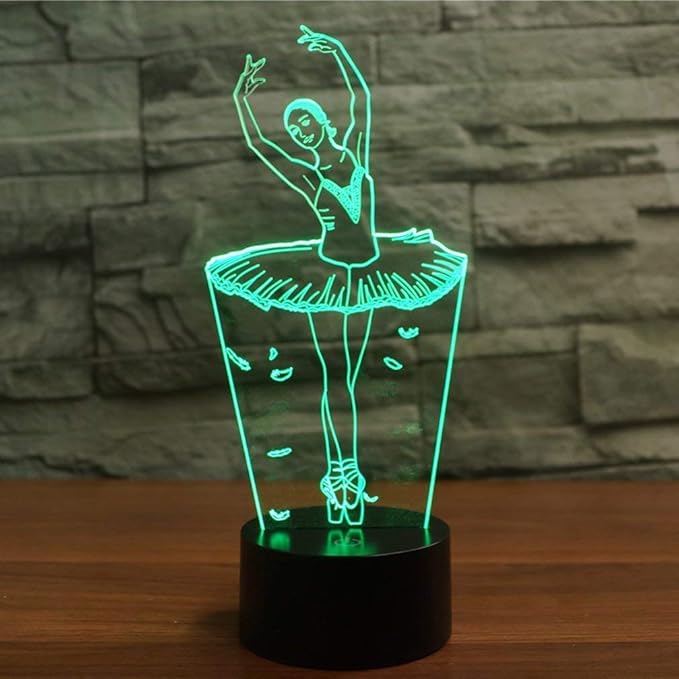 FXUS 3D Ballet Dancer Girl Lamp Night Light 16 Color Change LED Remote Control Table Desk Lamp Home Decoration Toy Birthday Xmas Kid Children Gift - LeafyLoom