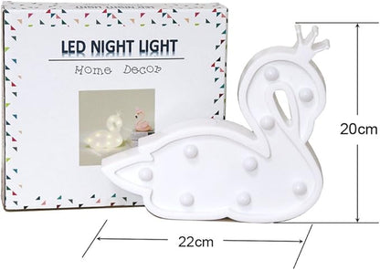 GUOCHENG Swan Marquee Light Decor Light LED Night Light Battery Operated Table Lamps on Wall for Party Children Kids Bedroom Lighting Decoration, Birthday Christmas Gifts for Kids (White Swan) - LeafyLoom