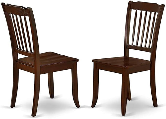 East West Furniture DAC-MAH-W Danbury Dining Room Chairs - Slat Back Solid Wood Seat Chairs, Set of 2, Mahogany - LeafyLoom