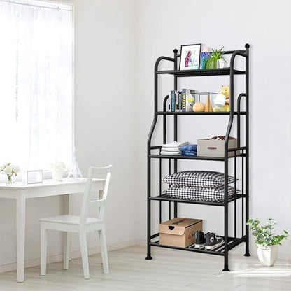 Shelving Unit Bakers Rack Metal Storage Shelves Laundry Shelf Organizer Standing Shelf Units for Laundry Kitchen Bathroom Pantry Closet Indoor and Outdoor (5 Tier, Black) - LeafyLoom