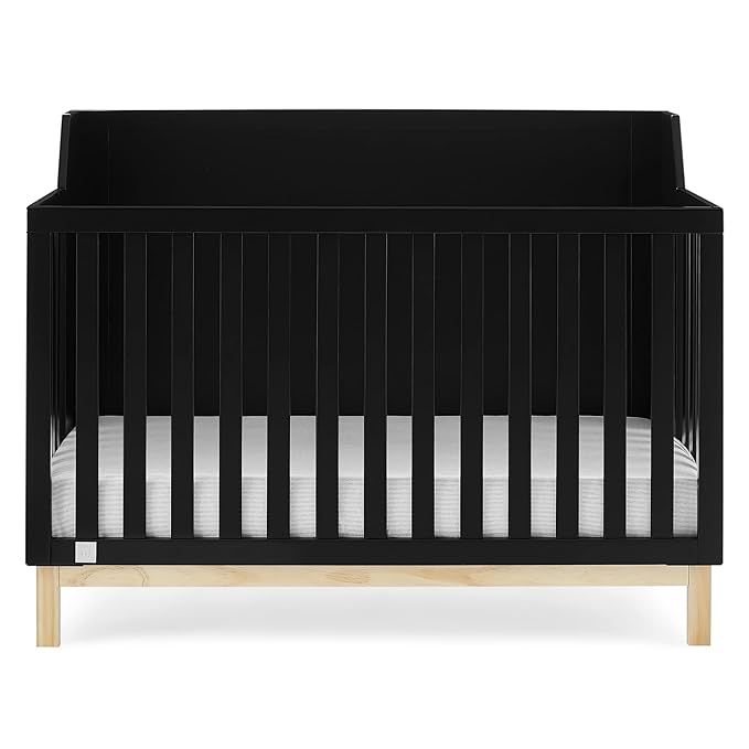 GAP babyGap Oxford 6-in-1 Convertible Crib - Greenguard Gold Certified, Ebony/Natural - LeafyLoom