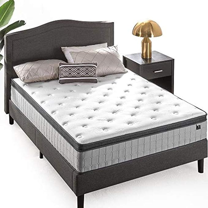 ZINUS 12 Inch Comfort Support Cooling Gel Hybrid Mattress, King, Euro Top Innerspring Mattress, Motion Isolating Pocket Springs, Mattress in A Box - LeafyLoom