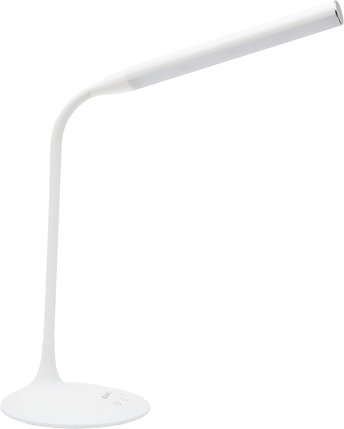 DAC LED Desk Lamp, Eye Care Table Lamp, 360 Degree Flexible Gooseneck, Continuously Dimmable, 3 Color Modes, Touch-Sensitive Control Panel, 40-Minute Auto Shut-Off Timer, White, 6W - LeafyLoom