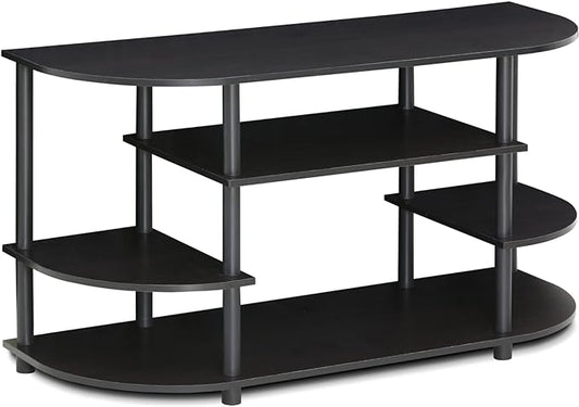 Furinno JAYA Simple Design Corner TV Stand, Espresso/Black - LeafyLoom