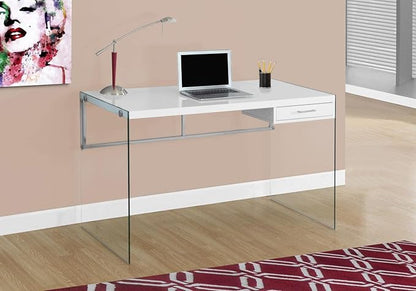 Monarch Computer Desk, Glossy White, 48" - LeafyLoom