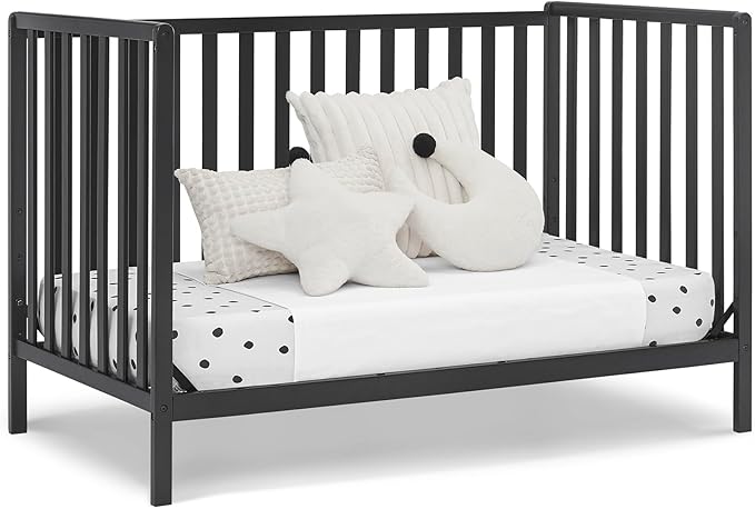 Delta Children Heartland 4-in-1 Convertible Crib, Black - LeafyLoom