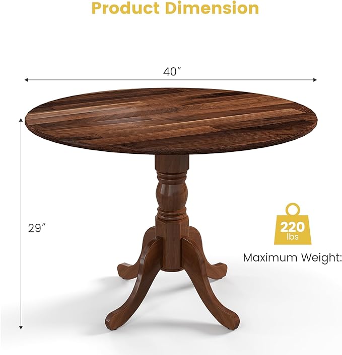 Round Dining Table, All Walnut - LeafyLoom