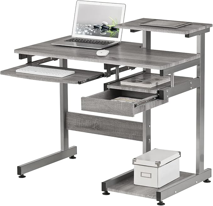 NicBex Laik-DW-00053-DX Desks, 37.75" W x 22" D x 35.25" H, Gray - LeafyLoom