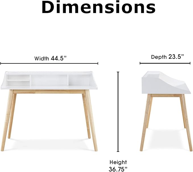 Alton Writing Computer Desk, Laptop PC Workstation, Retro Simple Study Table for Home Office, White - LeafyLoom