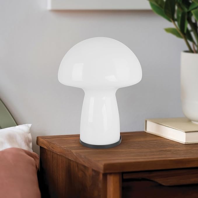 Milk White Mushroom lamp, Murano style retro design,Glass desk lamp with RGB 16 Color gradient dimmable LED bulbs, bedroom bedside bedside lamp, perfect home decoration.(LED Bulb Included) - LeafyLoom