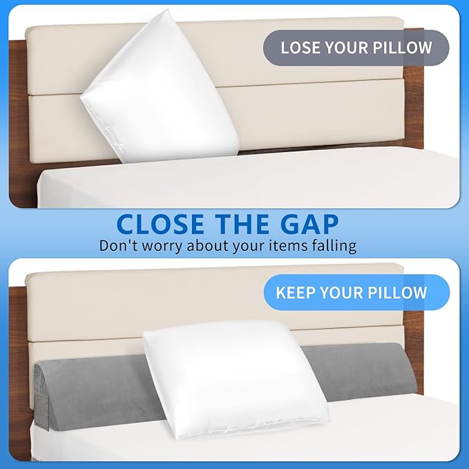 King Size (76"x10"x6") Bed Wedge Pillow for Headboard Bed Gap Filler (0-6"), Headboard Pillow Wedge Mattress Wedge Pillow to Fill The Gap Between Headboard and Mattress - LeafyLoom