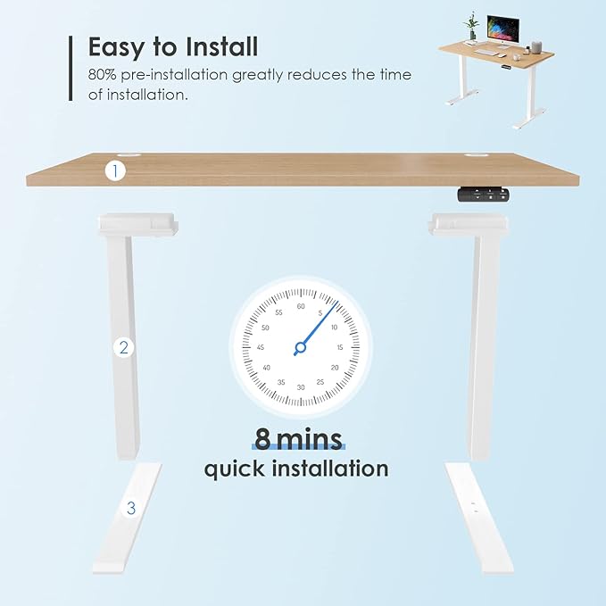 Sunon Sit Laptop Computer Writing Workstations with 3 Pre-Set and USB Port 48" for Home Office Smart Advanced Standing Desk, Oak - LeafyLoom