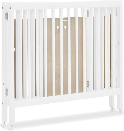 Delta Children Mia Portable Folding Mini Crib with 1.5-Inch Mattress - Greenguard Gold Certified, Bianca White - LeafyLoom